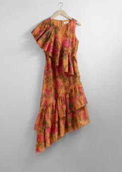 Robe Midi à Cascade De Volants