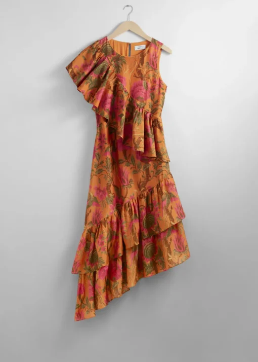 Robe Midi à Cascade De Volants