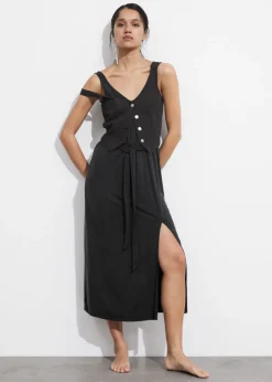 Robe Midi à Col En V En Cupro