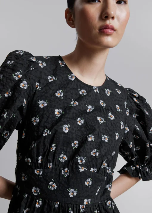Robe Midi à Manches Ballon