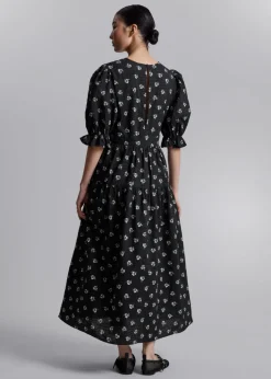Robe Midi à Manches Ballon