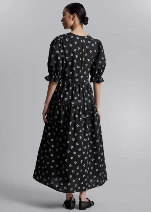 Robe Midi à Manches Ballon