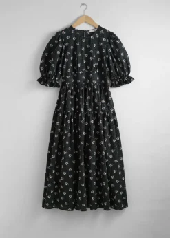 Robe Midi à Manches Ballon