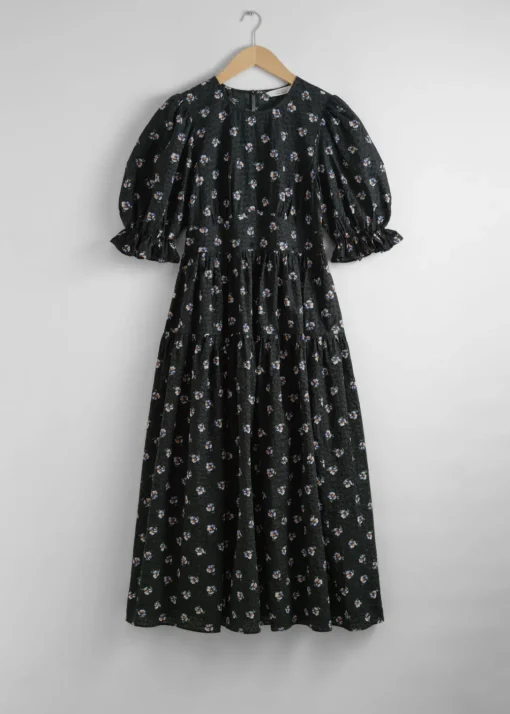 Robe Midi à Manches Ballon