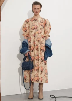 Robe Midi à Manches Ballon