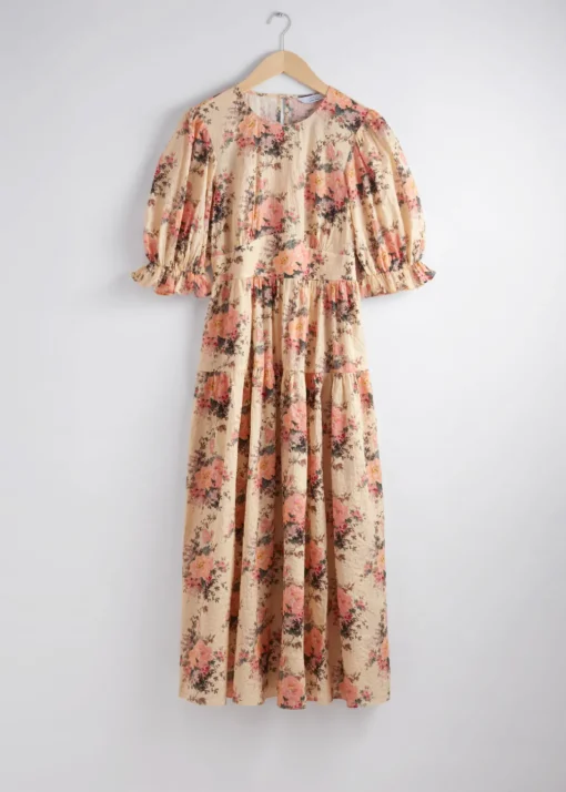 Robe Midi à Manches Ballon