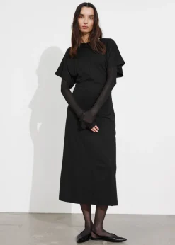 Robe Midi à Manches Volantées
