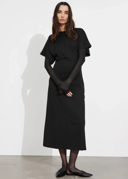 Robe Midi à Manches Volantées