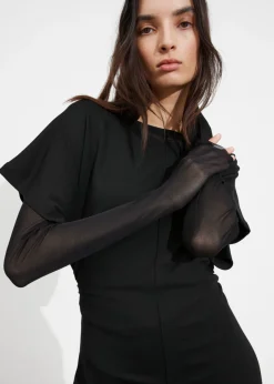 Robe Midi à Manches Volantées