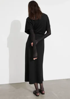 Robe Midi à Manches Volantées