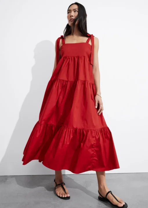 Robe Midi à Plusieurs Niveaux Avec Liens à Nouer