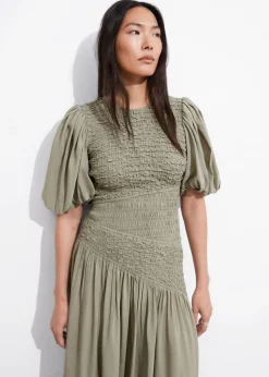 Robe Midi Asymétrique à Smocks