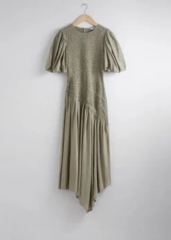 Robe Midi Asymétrique à Smocks
