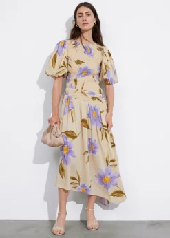 Robe Midi Asymétrique à Smocks