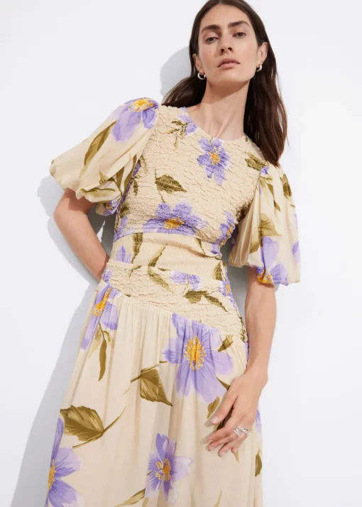 Robe Midi Asymétrique à Smocks