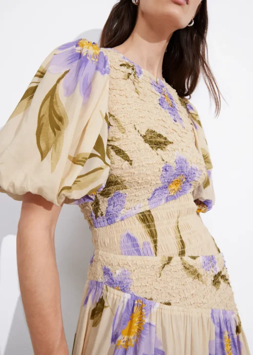 Robe Midi Asymétrique à Smocks