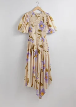 Robe Midi Asymétrique à Smocks