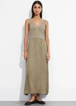 Robe Midi Bicolore Sans Manches