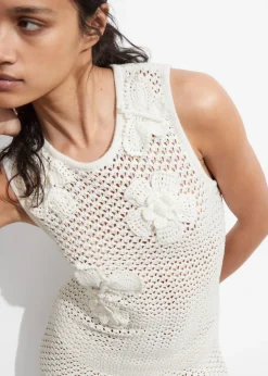 Robe Midi Crochetée à Franges