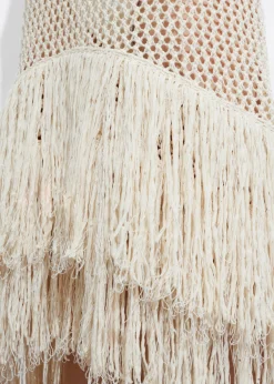 Robe Midi Crochetée à Franges