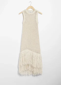 Robe Midi Crochetée à Franges