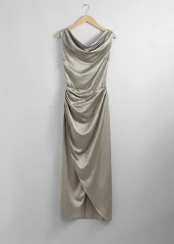 Robe Midi Drapée En Satin