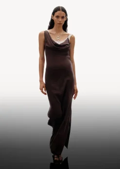 Robe Midi Drapée En Soie