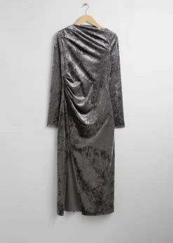 Robe Midi Drapée En Velours