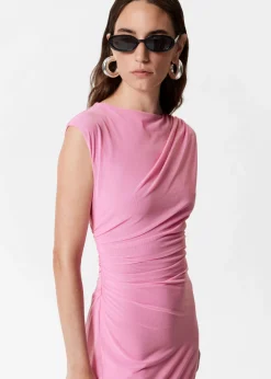 Robe Midi Drapée Sans Manches