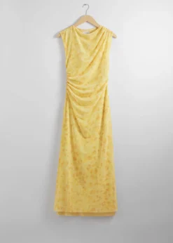 Robe Midi Drapée Sans Manches