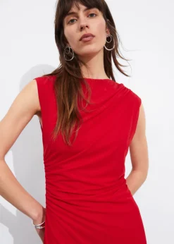 Robe Midi Drapée Sans Manches