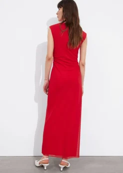 Robe Midi Drapée Sans Manches