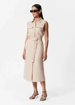 Robe Midi En Lin De Style Utilitaire