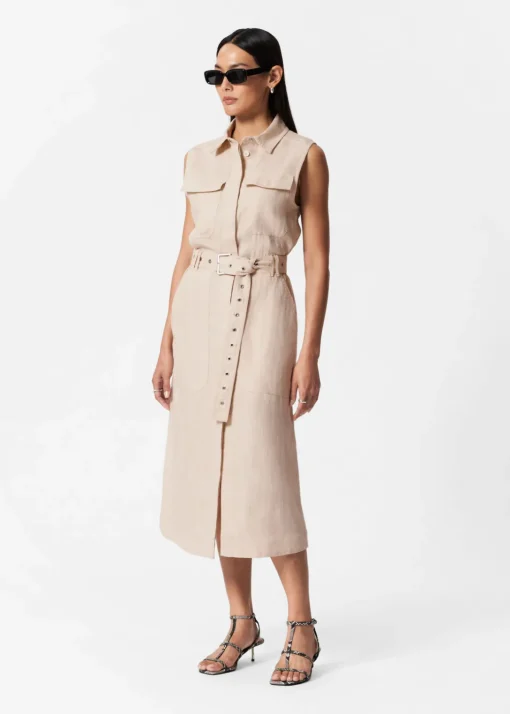 Robe Midi En Lin De Style Utilitaire