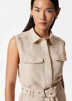 Robe Midi En Lin De Style Utilitaire