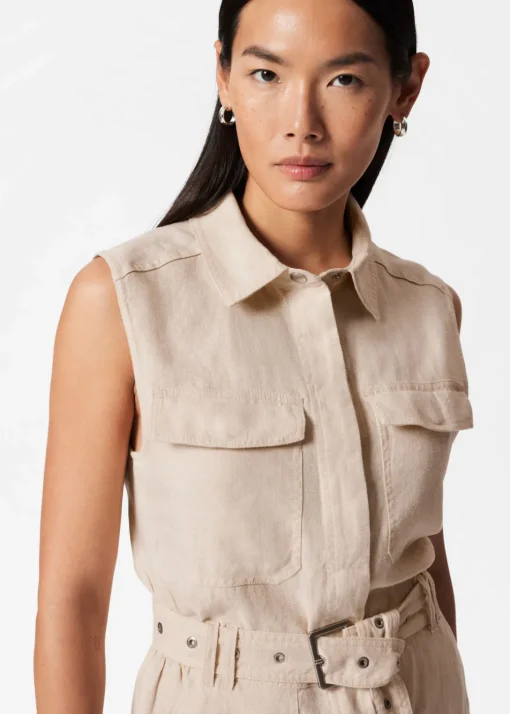 Robe Midi En Lin De Style Utilitaire