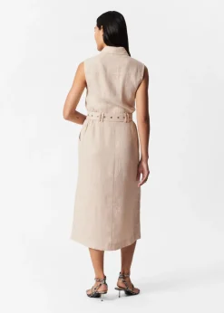 Robe Midi En Lin De Style Utilitaire