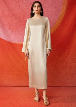 Robe Midi En Satin à Franges