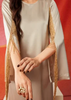Robe Midi En Satin à Franges