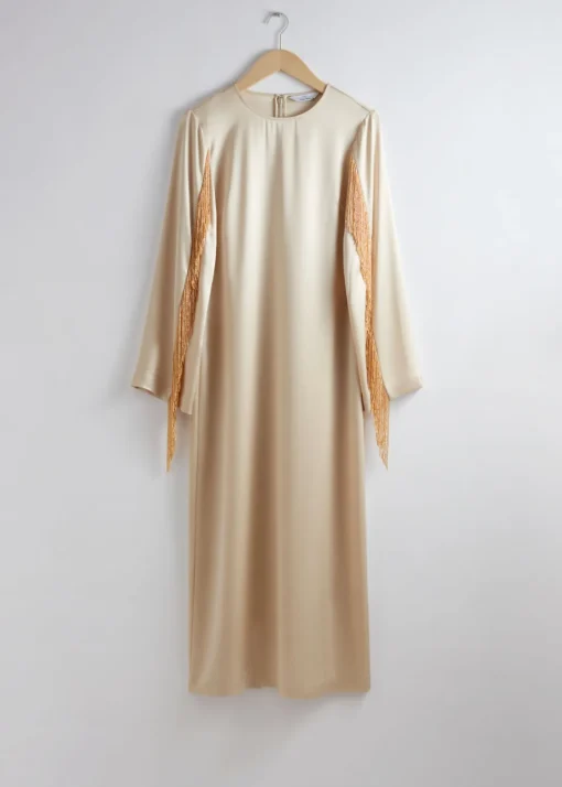 Robe Midi En Satin à Franges