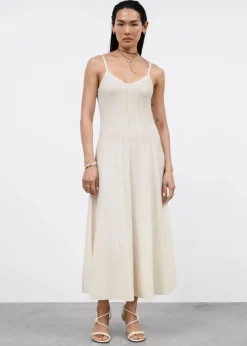 Robe Midi Plissée à Bretelles