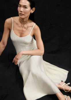 Robe Midi Plissée à Bretelles
