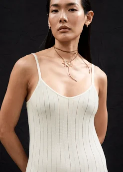 Robe Midi Plissée à Bretelles