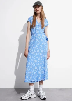 Robe Midi Portefeuille à Motif