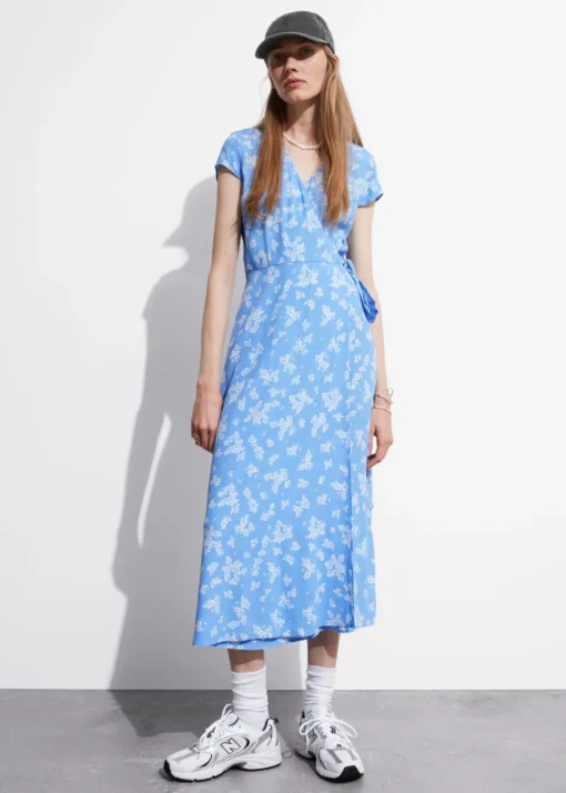 Robe Midi Portefeuille à Motif