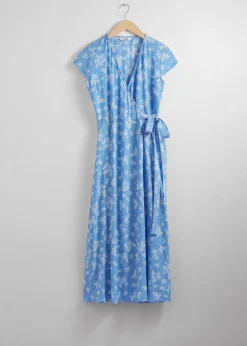 Robe Midi Portefeuille à Motif