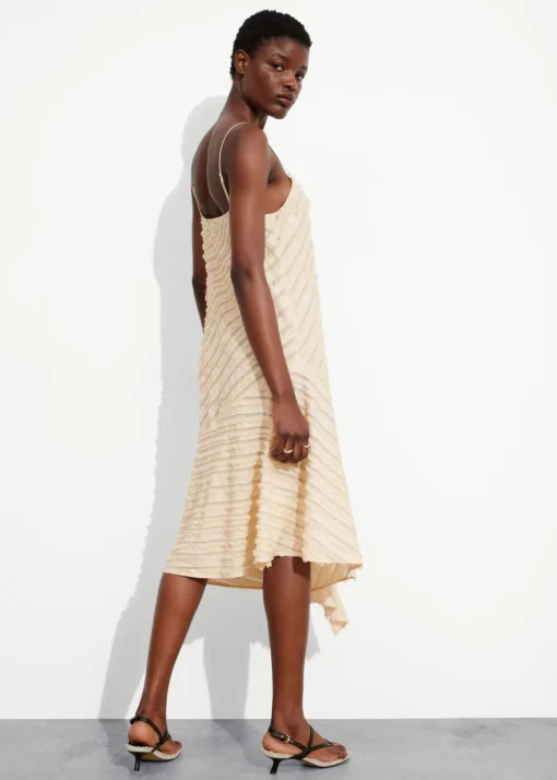 Robe Midi Texturée à Bretelles