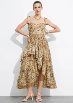 Robe Midi Volantée à Bretelles