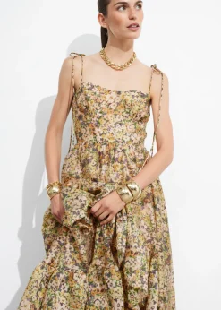 Robe Midi Volantée à Bretelles