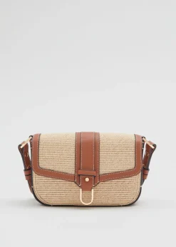 Sac En Paille à Bordures En Cuir